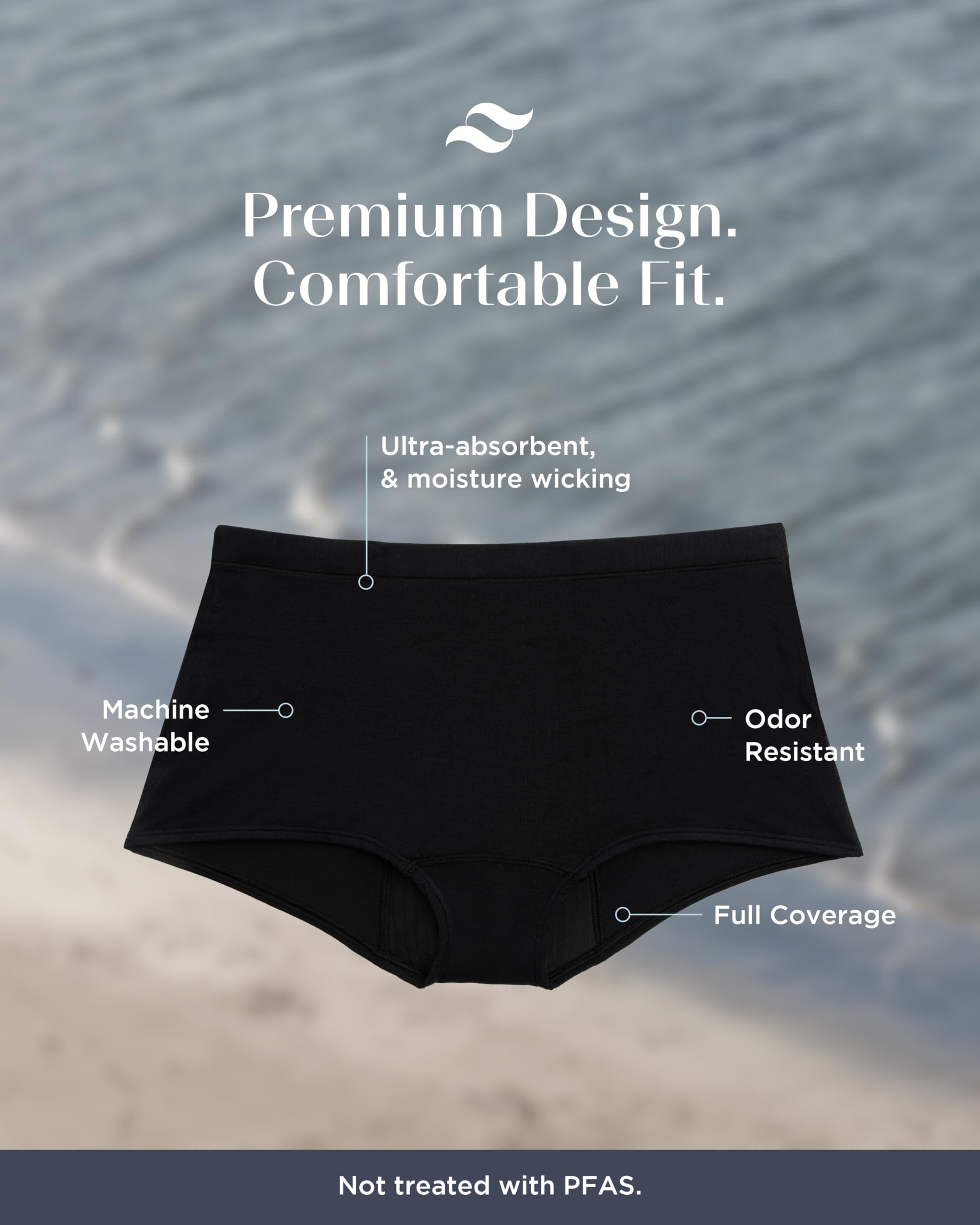 saalt Comfort Modal Boyshort Period Underwear - Heavy Absorbency - Comfortable, Thin, and Keeps You Dry from All Leaks (Small, Deep Marine) - Image 4
