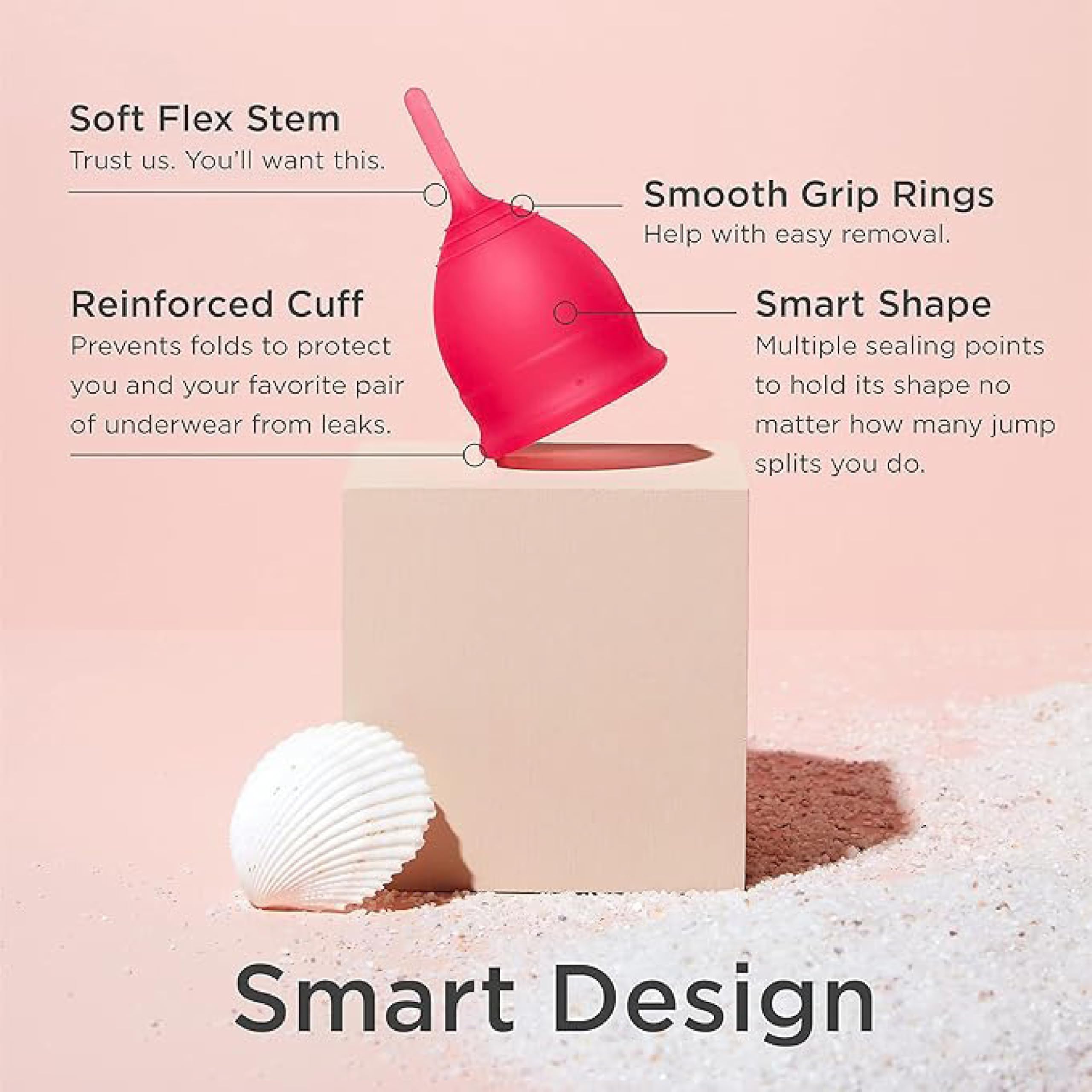 Saalt Menstrual Cup – Reusable Period Cup – Made for Comfortable, Leak-Free Protection Up to 12 Hours – BPA & Latex Free – Includes Cup & Carry Bag (Regular, Himalayan Pink) - Image 3