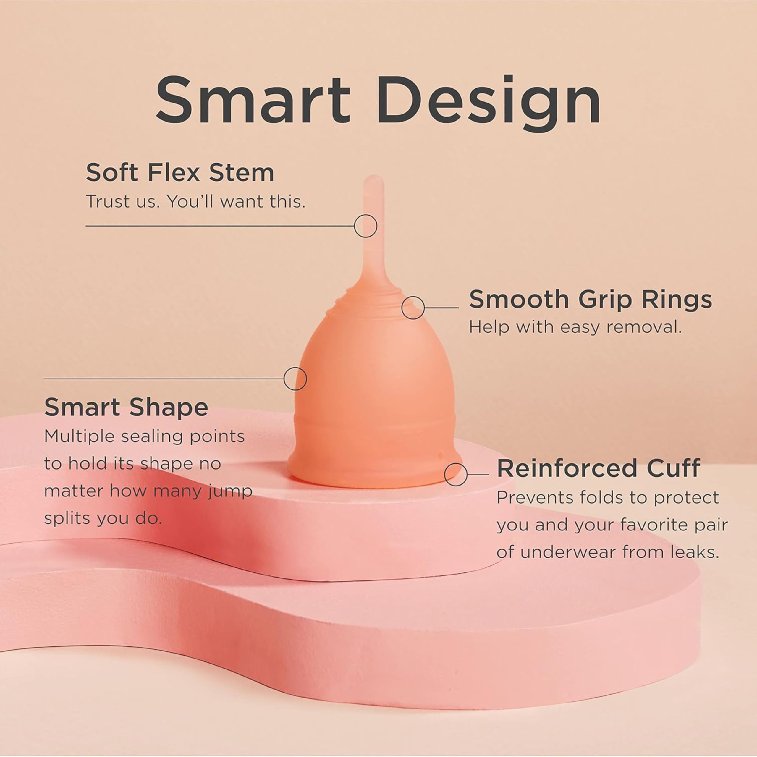 Saalt Soft Menstrual Cup – Reusable Period Cup – Made for Comfortable, Leak-Free Protection Up to 12 Hours – BPA & Latex Free – Includes Cup & Carry Bag (Small, Desert Blush) - Image 3